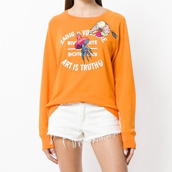 Zadig & Voltaire Tops - Zadig & Voltaire Art is Truth Crewneck Orange Sweatshirt Size Large